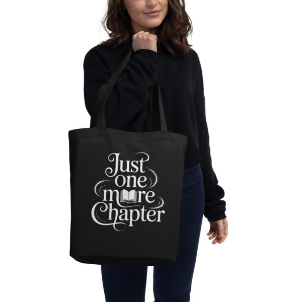 Fantasy Reader Tote Bag, Just One More Chapter, Dark Academia Book Bag, Bookish Gift for Fantasy Lovers, Elvish Calligraphy Library Tote - Image 2