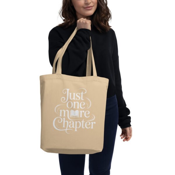 Fantasy Reader Tote Bag, Just One More Chapter, Dark Academia Book Bag, Bookish Gift for Fantasy Lovers, Elvish Calligraphy Library Tote - Image 3