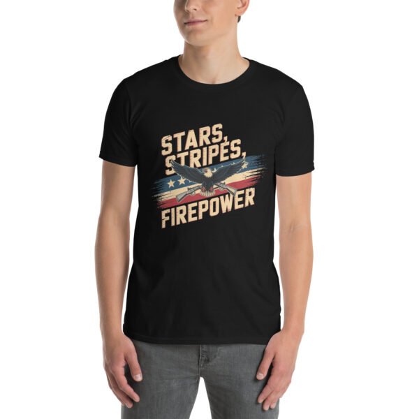 Military Pride T-Shirt for Veterans – Eagle & Rifles - Stars, Stripes, Firepower A - Image 2