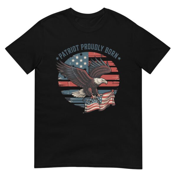 Patriotic Americana T-Shirt for Conservatives – Eagle & Flag Collage - Patriot Proudly Born A