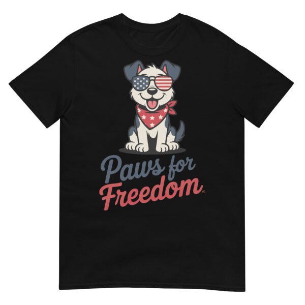 Paws for Freedom Red & White Pup T-Shirt – July 4th Dog Lover Gift - Image 2