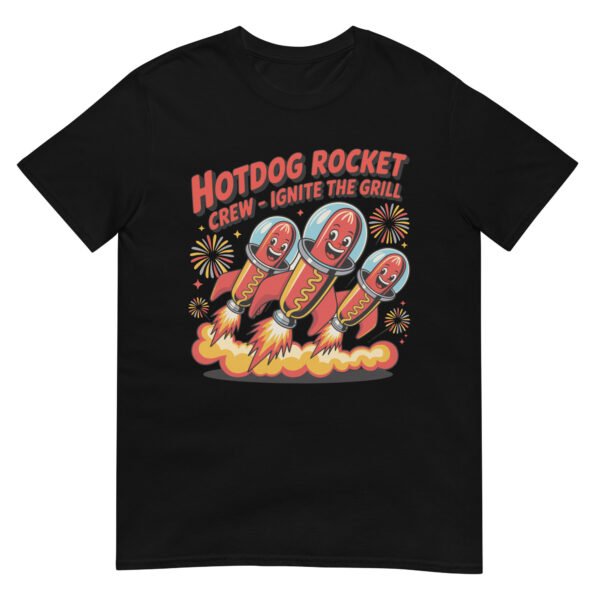 Hotdog Rocket Crew 2.0 T-Shirt – Retro Firework Launch Edition - Image 2