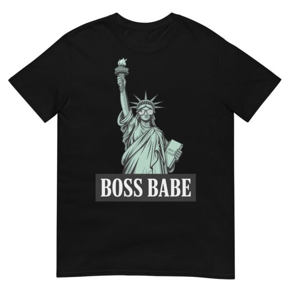 Boss Babe Liberty T-Shirt – Statue of Liberty with American Flag Sunglasses - Image 2
