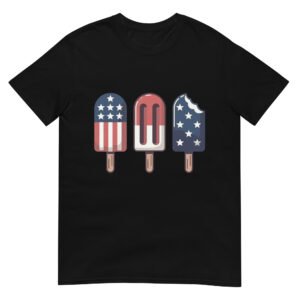 Patriotic Popsicle T-Shirt – Retro Ice Cream Trio in American Flag Colors