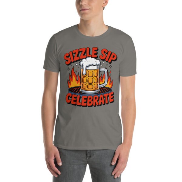 BBQ Beer Humor T-Shirt for Grill Enthusiasts – Mug & Flame Comic Sizzle Sip Celebrate Beer Cup - Image 10