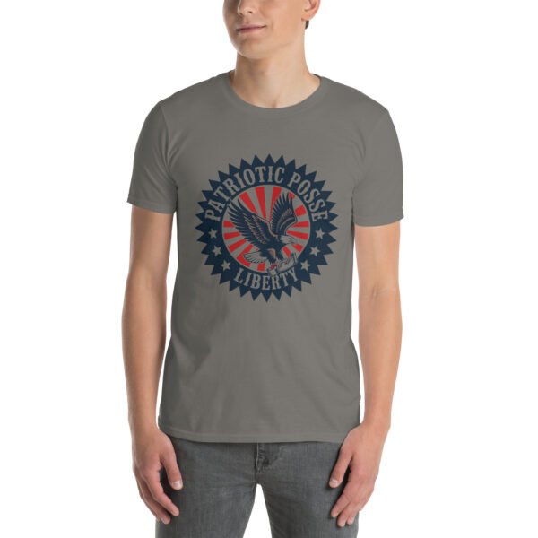 Patriotic Retro Badge T-Shirt for Proud Americans – Eagle & Stars - Patriotic Posse A - Image 3