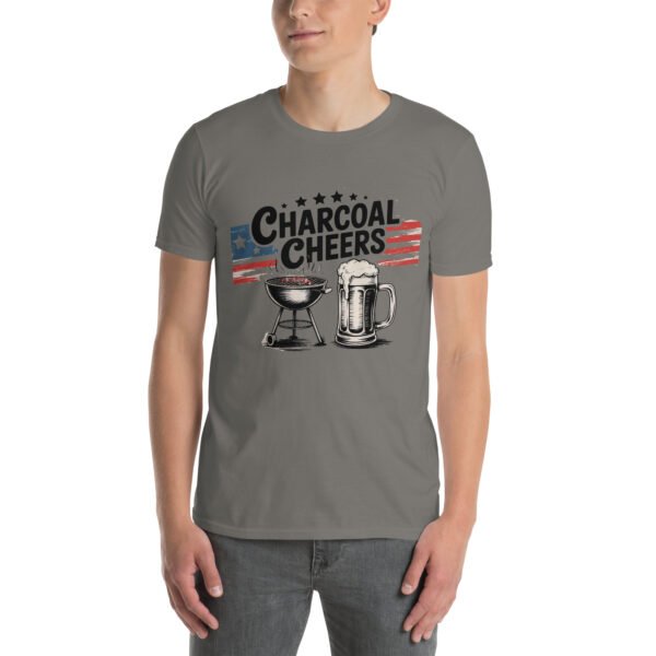 Grill and Beer Mug T-Shirt for Dads – Charcoal Sketch Collage - Charcoal Cheers B - Image 5