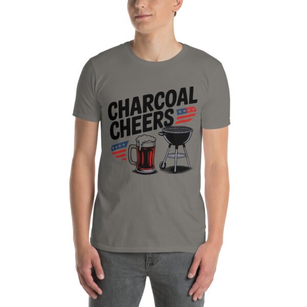 Grill and Beer Mug T-Shirt for Dads – Charcoal Sketch Collage - Charcoal Cheers C - Image 6