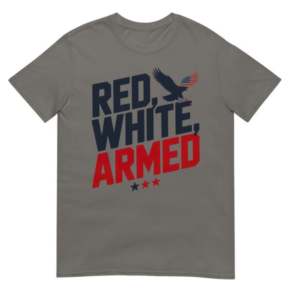 Military Bold T-Shirt for Veterans – Diagonal Eagle Silhouette - Red, White, Armed A - Image 6