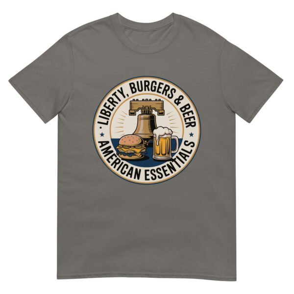 Liberty, Burgers & Beer T-Shirt – American Essentials Badge - Image 11