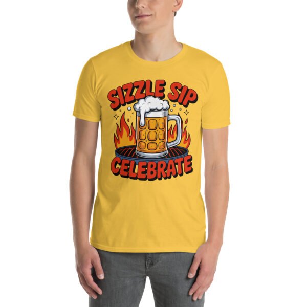 BBQ Beer Humor T-Shirt for Grill Enthusiasts – Mug & Flame Comic Sizzle Sip Celebrate Beer Cup - Image 14