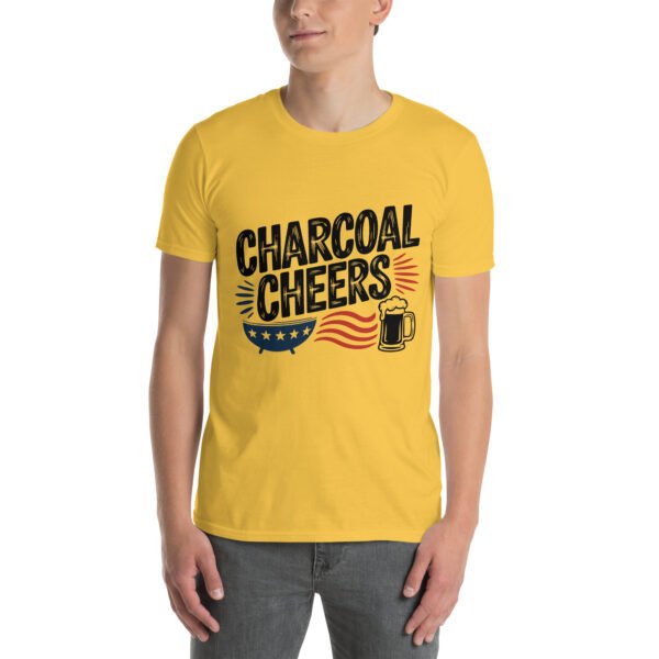 Grill and Beer Mug T-Shirt for Dads – Charcoal Sketch Collage - Charcoal Cheers A - Image 2