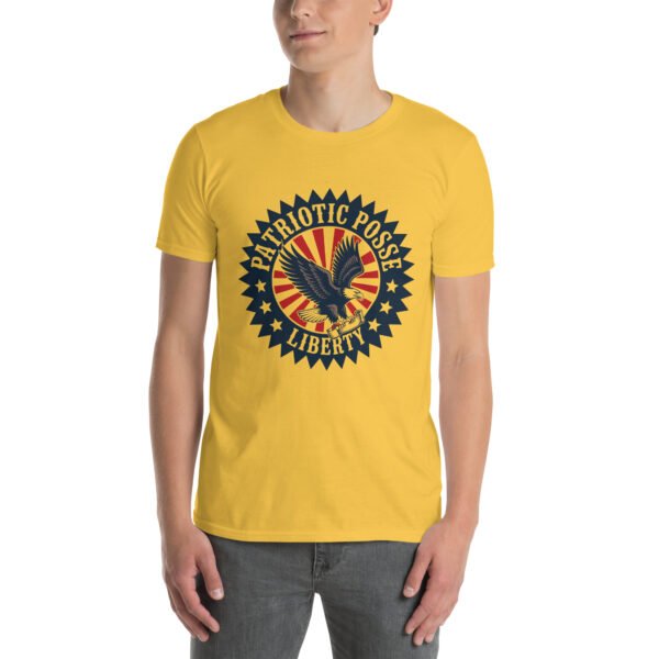 Patriotic Retro Badge T-Shirt for Proud Americans – Eagle & Stars - Patriotic Posse A - Image 5