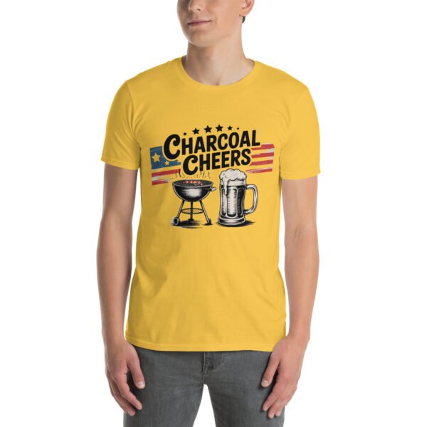 Grill and Beer Mug T-Shirt for Dads – Charcoal Sketch Collage - Charcoal Cheers B - Image 8