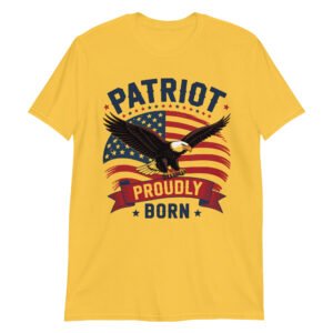 Patriotic Americana T-Shirt for Conservatives – Eagle & Flag Collage - Patriot Proudly Born B