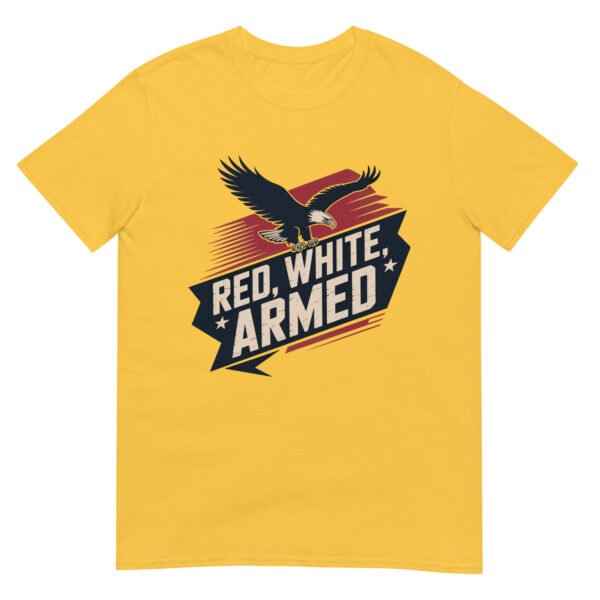 Military Bold T-Shirt for Veterans – Diagonal Eagle Silhouette - Red, White, Armed - Image 6