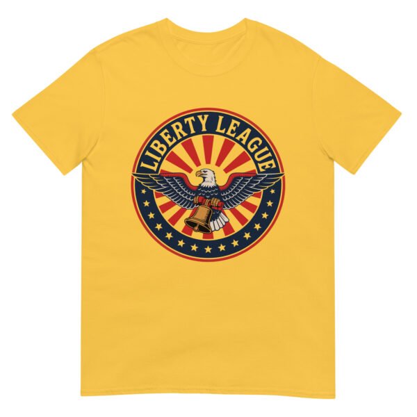 Liberty League T-Shirt for Conservatives – Eagle & Bell Arch - Retro Badge - Image 5