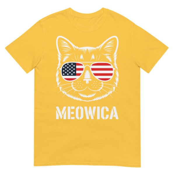 Meowica Cat Sunglasses T-Shirt – Funny Patriotic USA Cat Tee - Image 15