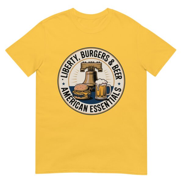 Liberty, Burgers & Beer T-Shirt – American Essentials Badge - Image 15