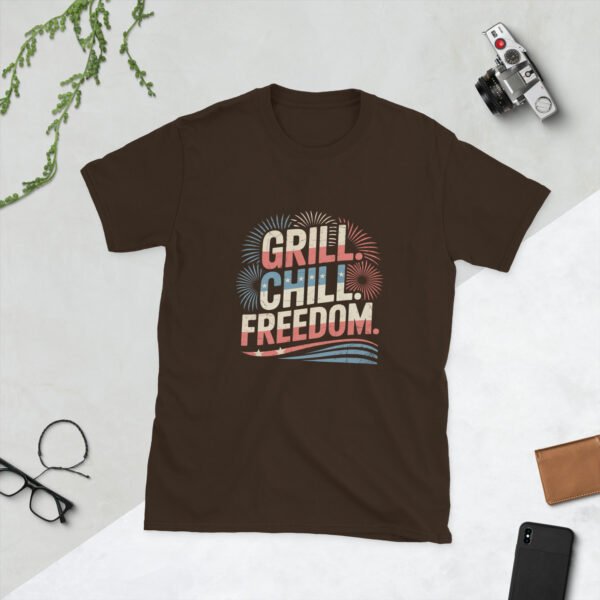 Grill Chill Freedom Retro 4th of July BBQ T-Shirt – Family Matching Tee - Image 3