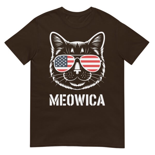 Meowica Cat Sunglasses T-Shirt – Funny Patriotic USA Cat Tee - Image 3