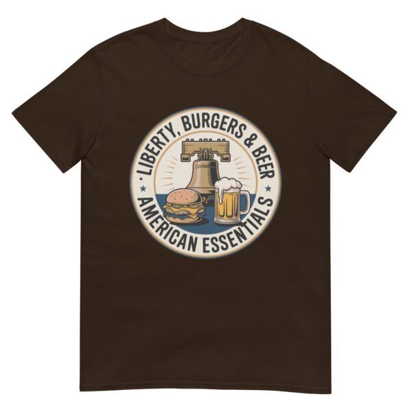 Liberty, Burgers & Beer T-Shirt – American Essentials Badge - Image 3