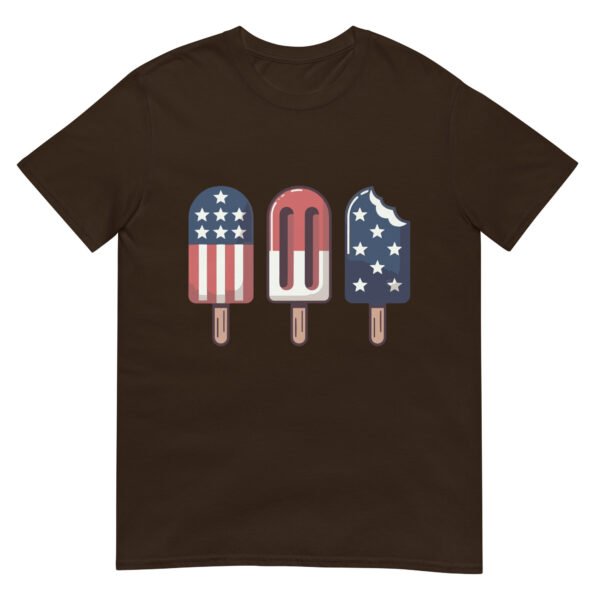 Patriotic Popsicle T-Shirt – Retro Ice Cream Trio in American Flag Colors - Image 3