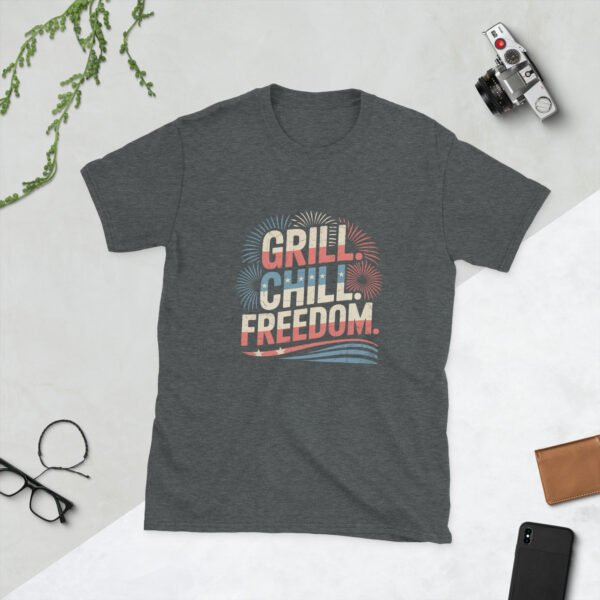 Grill Chill Freedom Retro 4th of July BBQ T-Shirt – Family Matching Tee - Image 5