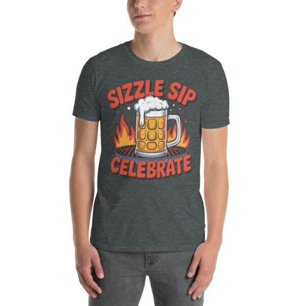 BBQ Beer Humor T-Shirt for Grill Enthusiasts – Mug & Flame Comic Sizzle Sip Celebrate Beer Cup - Image 5