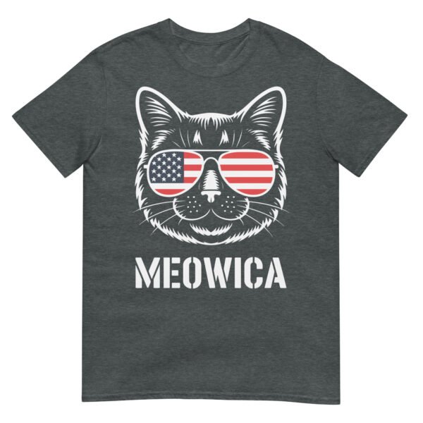 Meowica Cat Sunglasses T-Shirt – Funny Patriotic USA Cat Tee - Image 5