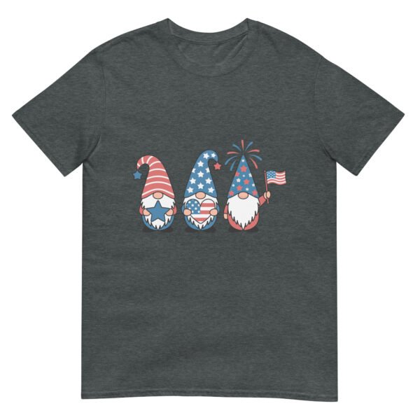 Patriotic Gnome Trio T-Shirt – Cute USA Gnomes with Flag & Fireworks - Image 5