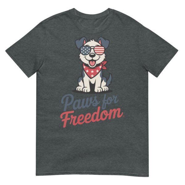 Paws for Freedom Red & White Pup T-Shirt – July 4th Dog Lover Gift - Image 6