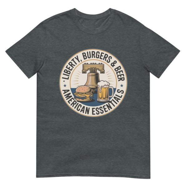 Liberty, Burgers & Beer T-Shirt – American Essentials Badge - Image 5
