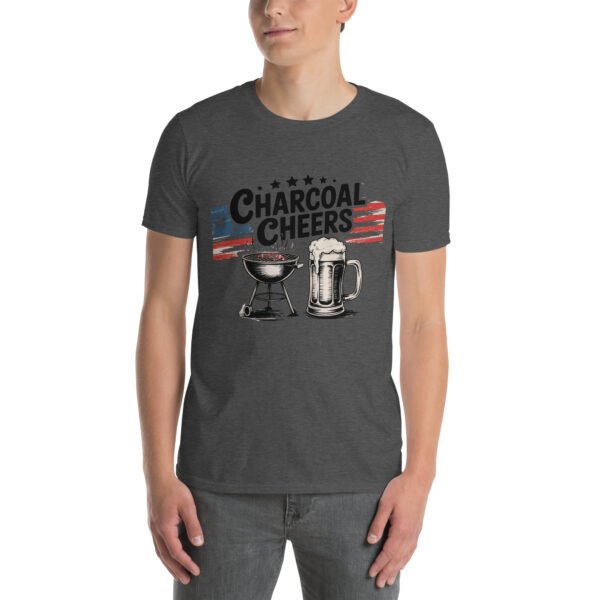 Grill and Beer Mug T-Shirt for Dads – Charcoal Sketch Collage - Charcoal Cheers B - Image 3