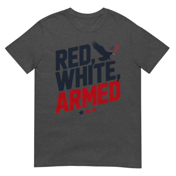 Military Bold T-Shirt for Veterans – Diagonal Eagle Silhouette - Red, White, Armed A - Image 2