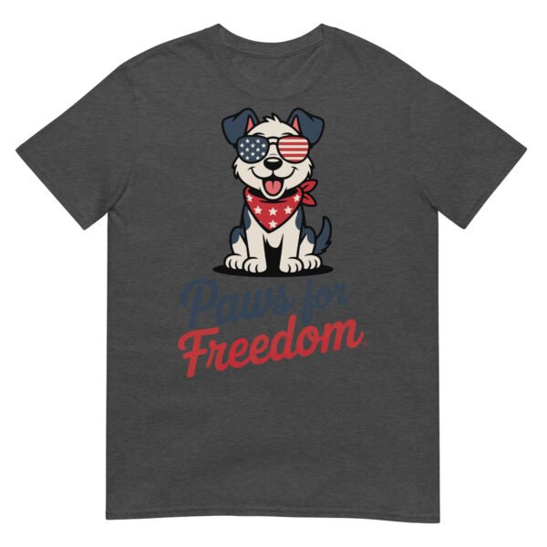 Paws for Freedom Red & White Pup T-Shirt – July 4th Dog Lover Gift - Image 8