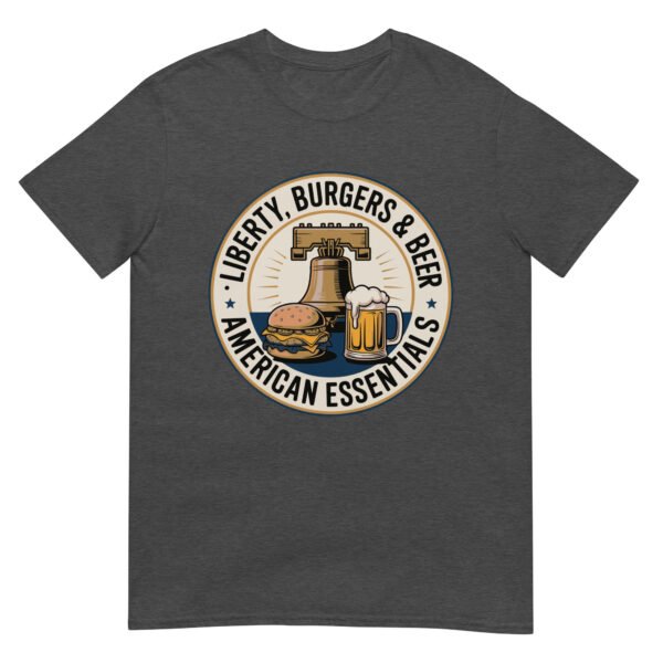Liberty, Burgers & Beer T-Shirt – American Essentials Badge - Image 7