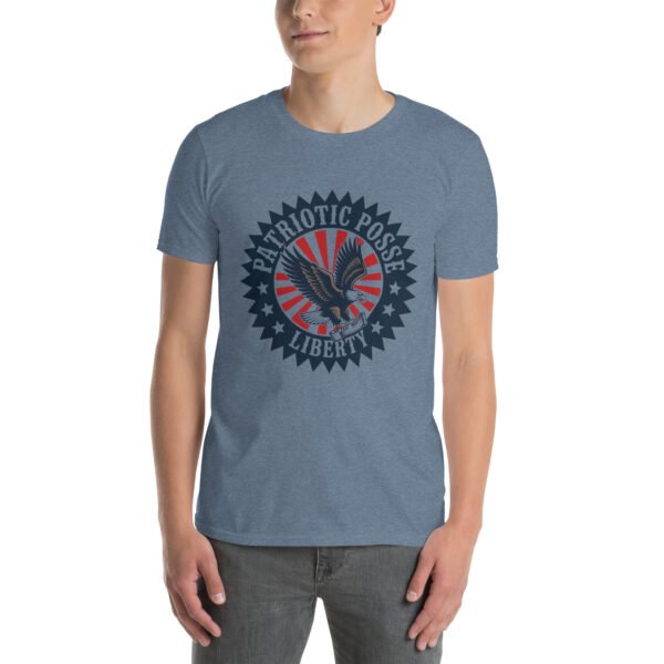 Patriotic Retro Badge T-Shirt for Proud Americans – Eagle & Stars - Patriotic Posse A - Image 4