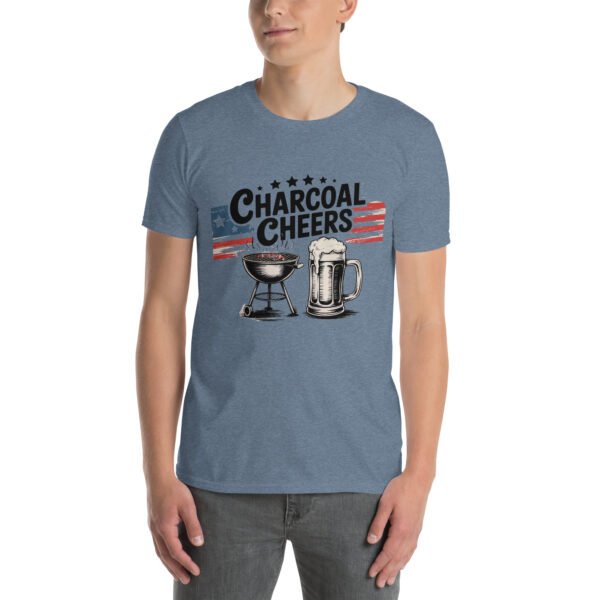 Grill and Beer Mug T-Shirt for Dads – Charcoal Sketch Collage - Charcoal Cheers B - Image 6