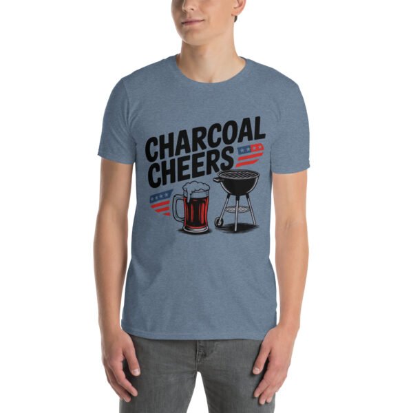 Grill and Beer Mug T-Shirt for Dads – Charcoal Sketch Collage - Charcoal Cheers C - Image 8