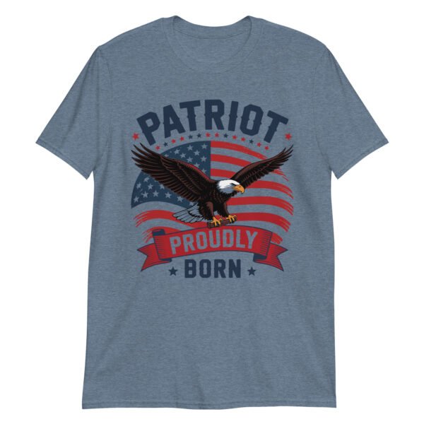 Patriotic Americana T-Shirt for Conservatives – Eagle & Flag Collage - Patriot Proudly Born B - Image 6