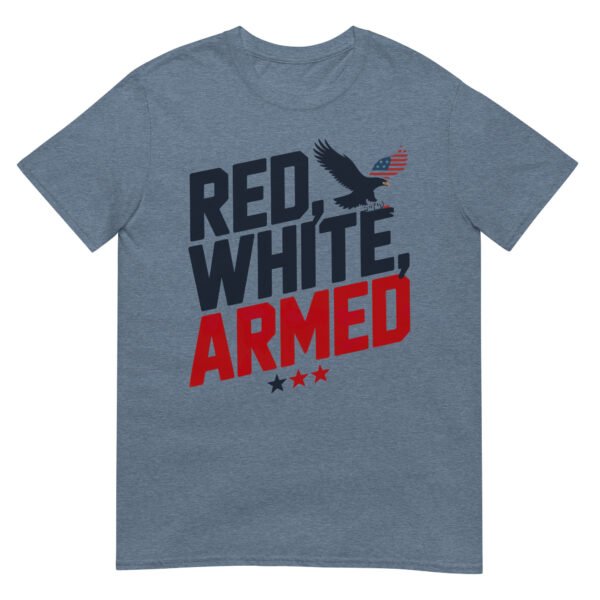 Military Bold T-Shirt for Veterans – Diagonal Eagle Silhouette - Red, White, Armed A - Image 8