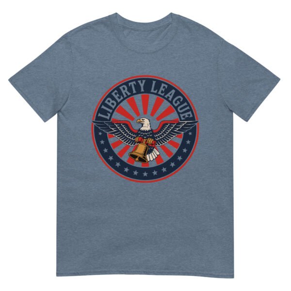 Liberty League T-Shirt for Conservatives – Eagle & Bell Arch - Retro Badge - Image 4