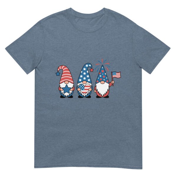 Patriotic Gnome Trio T-Shirt – Cute USA Gnomes with Flag & Fireworks - Image 13