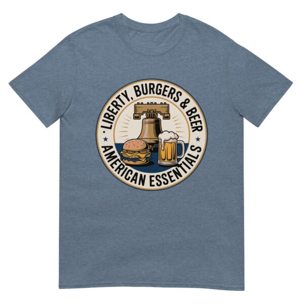Liberty, Burgers & Beer T-Shirt – American Essentials Badge - Image 13