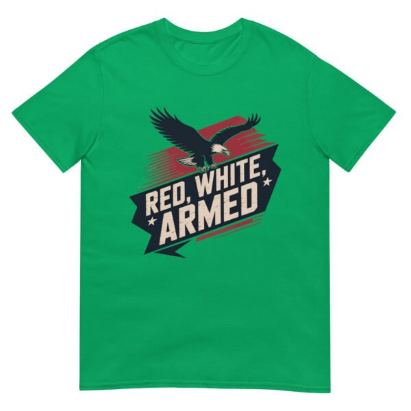 Military Bold T-Shirt for Veterans – Diagonal Eagle Silhouette - Red, White, Armed - Image 5