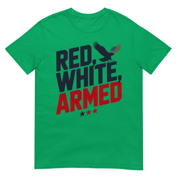Military Bold T-Shirt for Veterans – Diagonal Eagle Silhouette - Red, White, Armed A - Image 9