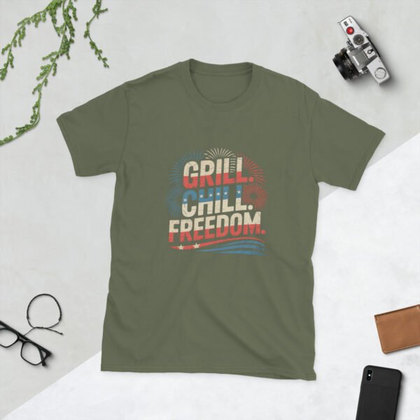 Grill Chill Freedom Retro 4th of July BBQ T-Shirt – Family Matching Tee - Image 9