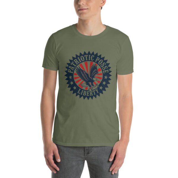 Patriotic Retro Badge T-Shirt for Proud Americans – Eagle & Stars - Patriotic Posse A - Image 2