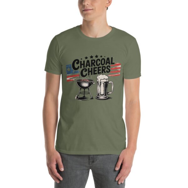 Grill and Beer Mug T-Shirt for Dads – Charcoal Sketch Collage - Charcoal Cheers B - Image 4